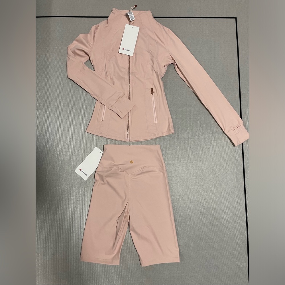 lululemon athletica Blush Pink Active Bomber Jacket with Matching Shorts